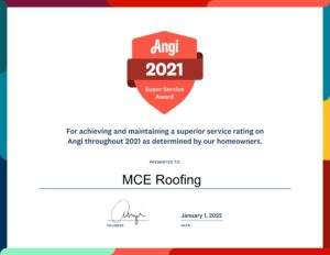 MCE Roofing Receives 2021 Angi Super Service Award