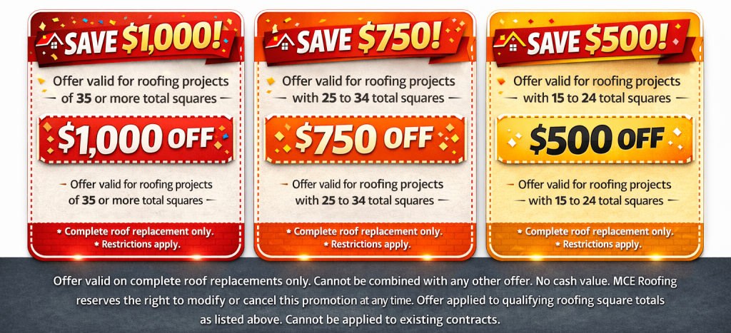 MCE Roofing Promotional Discounts